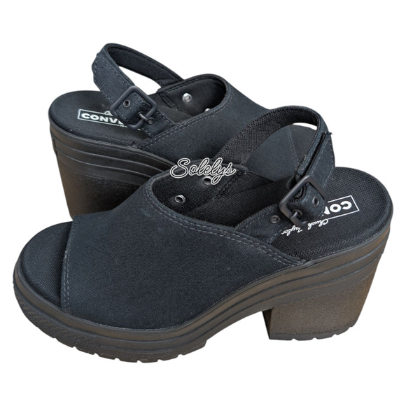 Converse Chuck 70 De Luxe Heel Platform Chunky Strap Sandal Monochrome Black 7.5 - Picture 9 of 9